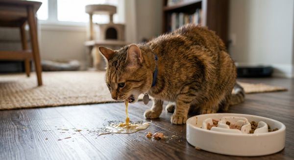 Chat qui vomit après manger : ralentir le repas change tout